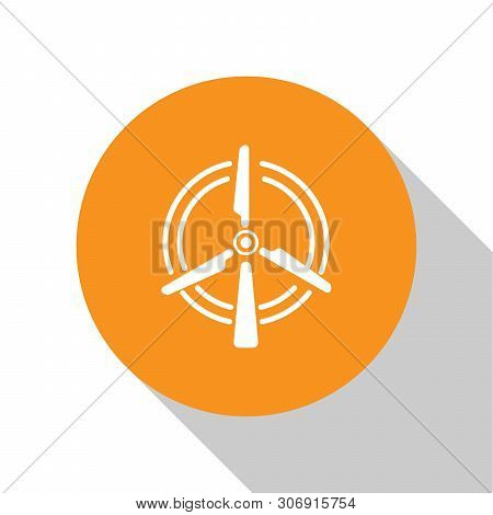 White Rotating Wind Turbine Icon Isolated On White Background. Wind Generator Sign. Windmill Silhoue