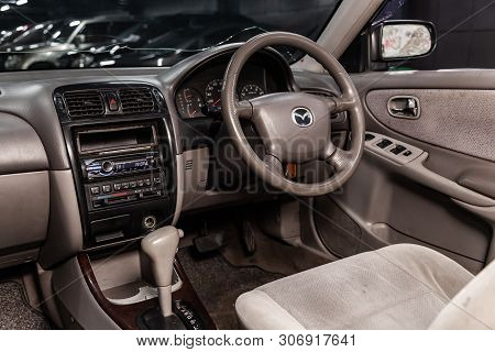 Novosibirsk, Russia - June 14, 2019:  Mazda Capella, Close-up Of The Dashboard, Adjustment Of The Bl