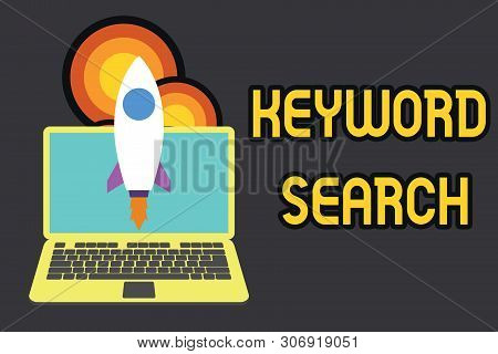 Text Sign Showing Keyword Search. Conceptual Photo Using Word Or Term To Look Correct Subject Associ