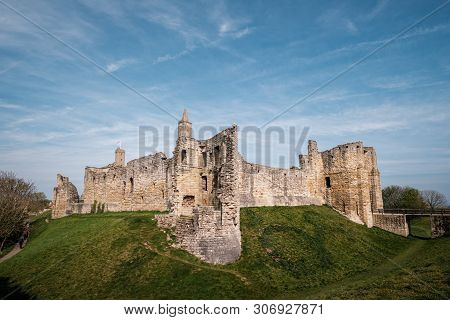 Warkworth Castle, Warkworth, Northumberland, England - 30th April 2019. The Outer Walls Of Warkworth