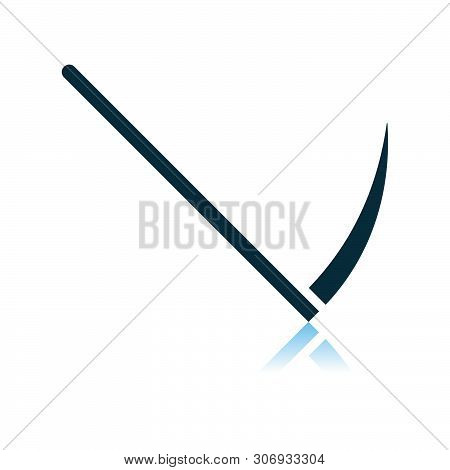 Scythe Icon. Shadow Reflection Design. Vector Illustration.
