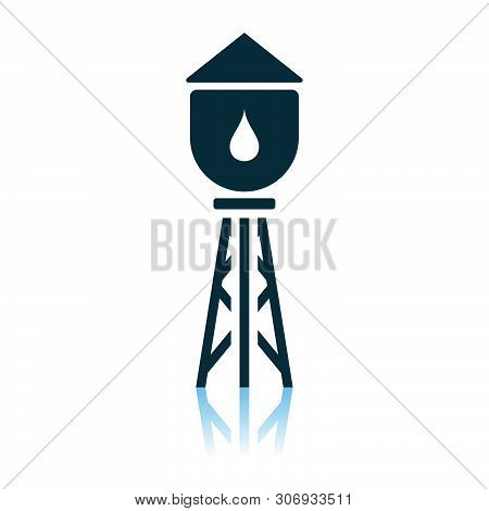 Water Tower Icon. Shadow Reflection Design. Vector Illustration.