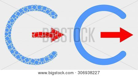 Pixel And Flat Log Out Icons. Vector Mosaic Of Log Out Created Of Random Small Squares And Round Ite