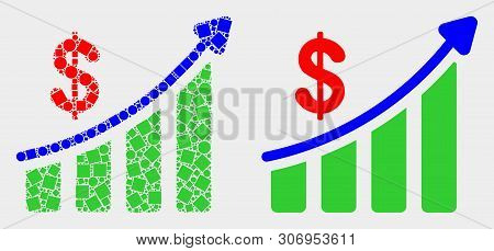 Dot And Flat Success Financial Chart Icons. Vector Mosaic Of Success Financial Chart Designed Of Irr