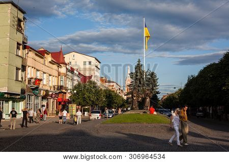 Mukacheve - Ukraine, July 26, 2009: Center Of The City Mukacheve, Transcarpathians Region