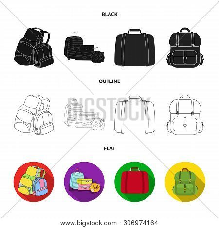 Vector Design Of Backpack And Bag Symbol. Collection Of Backpack And School Stock Vector Illustratio