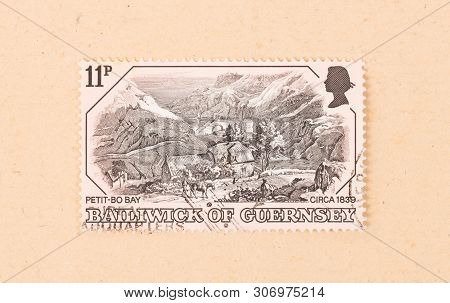 Bailiwick Of Guernsey - Circa 1970: A Stamp Printed In Bailiwick Of Guernsey Shows The Islands Lands