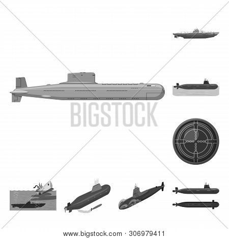 Isolated Object Of Army And Deep Icon. Set Of Army And Nuclear Vector Icon For Stock.