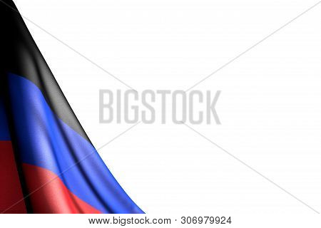 Wonderful Isolated Illustration Of Donetsk Peoples Republic Flag Hanging In Corner - Mockup On White