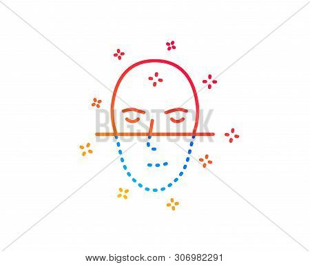 Face Recognition Line Icon. Faces Biometrics Sign. Head Scanning Symbol. Gradient Design Elements. L