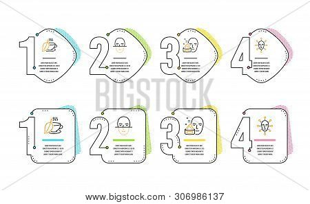 Face Cream, Mint Tea And Face Recognition Icons Simple Set. Gel, Mentha Beverage, Faces Biometrics. 