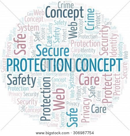 Protection Concept Word Cloud. Wordcloud Made With Text Only.