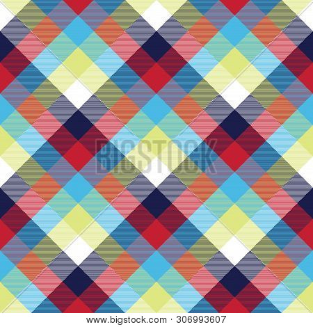 Tablecloth Diagonal Fabric Texture Seamless Pattern. Vector Illustration.