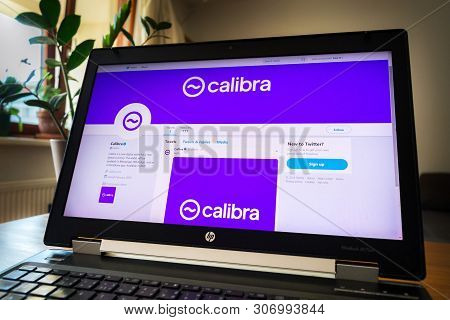 Prague, Czech Republic - June 18 2019: Twitter Page Of The Facebook Digital Wallet Calibra For Crypt