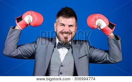 Criminal Defense Lawyer Planning Out Strategies. Businessman Wear Boxing Gloves. Best Criminal Defen
