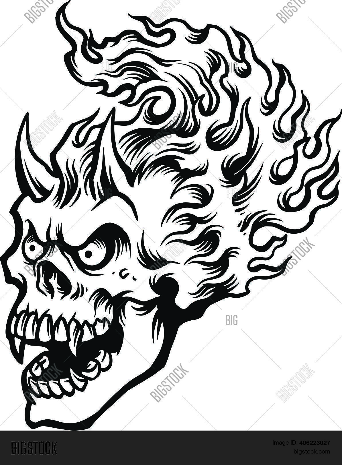 Head Skull Fire Vector \u0026 Photo (Free 