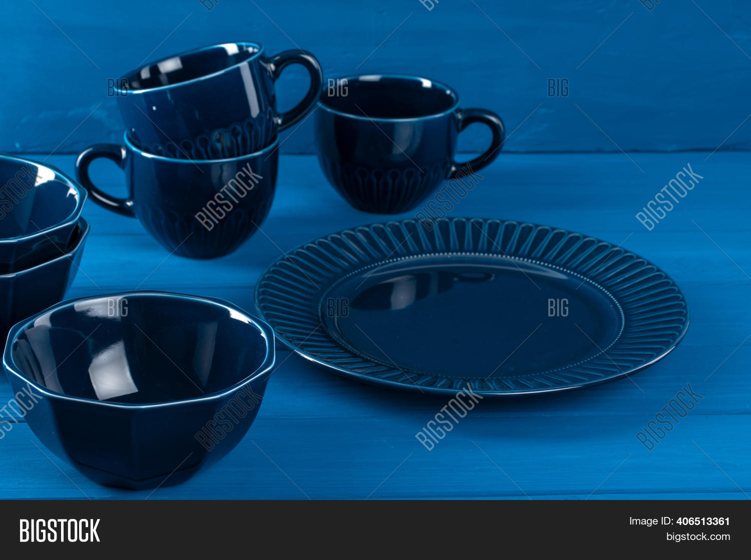 Dark Blue Crockery On Image & Photo (Free Trial) Bigstock