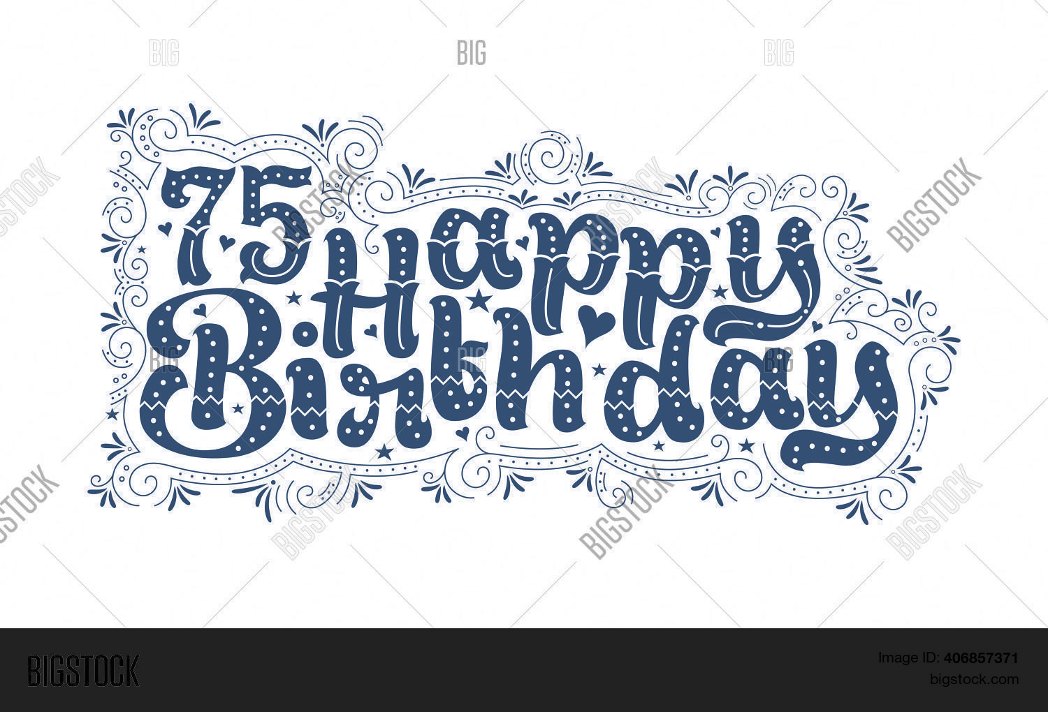 75th Text 75th Happy Birthday Vector & Photo (Free Trial) | Bigstock
