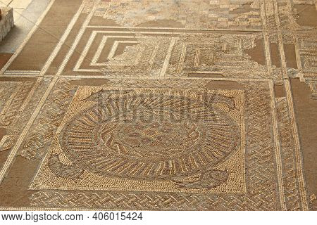 Roman Remains And Mosaic Floor In Conimbriga, Portugal