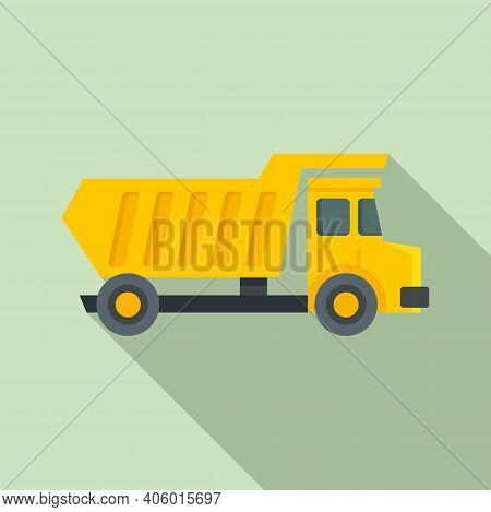 Tipper Unloading Icon. Flat Illustration Of Tipper Unloading Vector Icon For Web Design