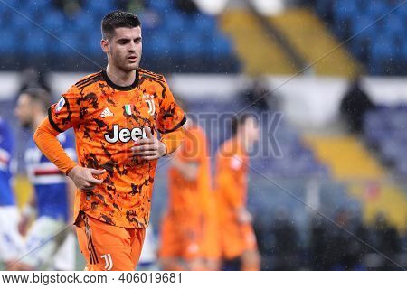 Genova, Italy. 30th February 2021 . Alvaro Morata Of Juventus Fc  During The Serie A Match Between U