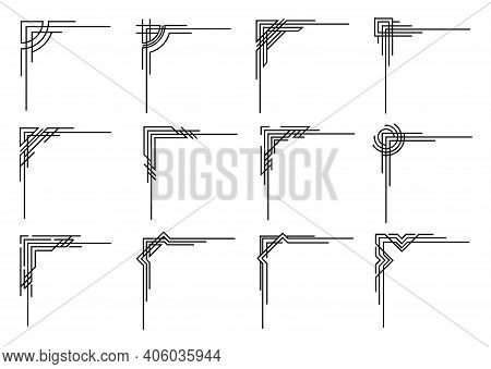 Art Deco Corners Collection. Vector Geometric Borders Set. Orante Wedding Invintation Element. Vinta