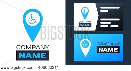 Logotype Disabled Handicap In Map Pointer Icon Isolated On White Background.  Symbol. Wheelch