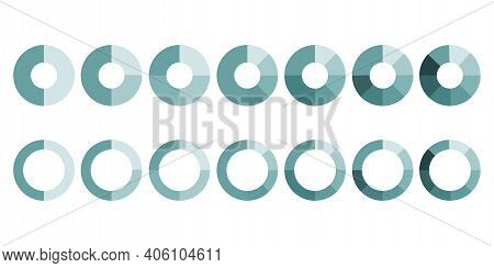 Pie Slices Circles In Flat Style. Vector Set. Stock Image. Eps 10.