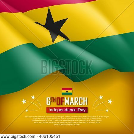 Happy Independence Day Of Ghana Banner Template. 6th March Greeting Card, Poster, Invitation, Festiv