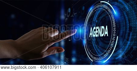 Business, Technology, Internet And Network Concept. Businessman With Agenda Word.