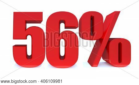 56 Percent Off 3d Sign On White Background, Special Offer 56% Discount Tag, Sale Up To 56 Percent Of