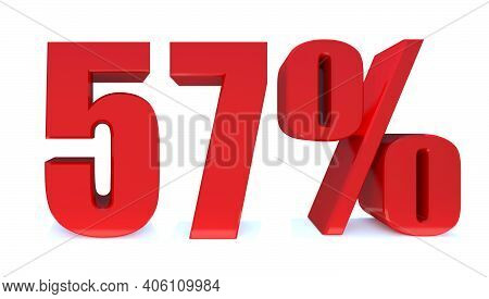 57 Percent Off 3d Sign On White Background, Special Offer 57% Discount Tag, Sale Up To 57 Percent Of