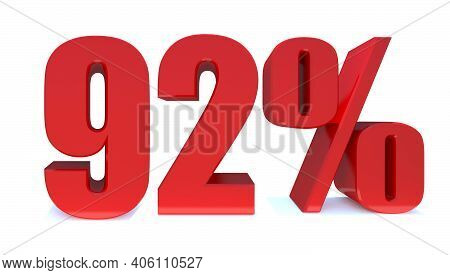 92 Percent Off 3d Sign On White Background, Special Offer 92% Discount Tag, Sale Up To 92 Percent Of