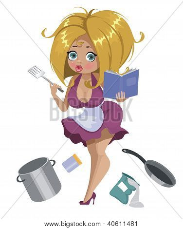 Cozinhe a menina.