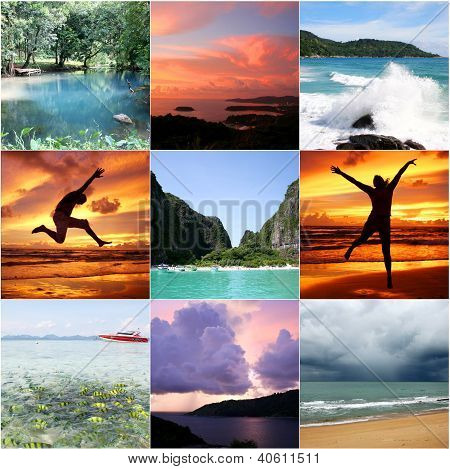 Collage av vackra Thailand