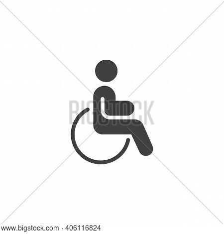 Handicapped Person Vector Icon. Disabled Man Filled Flat Sign For Mobile Concept And Web Design. Acc