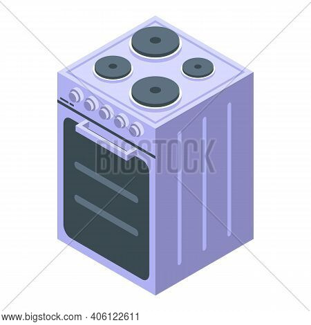 Food Burning Gas Stove Icon. Isometric Of Food Burning Gas Stove Vector Icon For Web Design Isolated