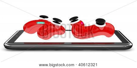 Tablet Touch Screen koncept. Game Controller på Touchpad. 3D Model isoleret på hvid