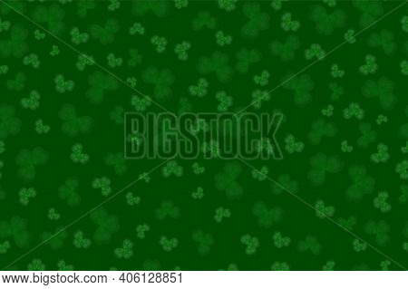 Seamless Clover Pattern On The Green Background. Green Clover Texture For Happy Saint Patrick's Day.