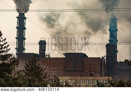 Pollution Of The Environment By A Metallurgical Plant. Ecological Problems. Heavy Industry Pollutes 