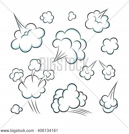 Smelling Pop Art Comic Book Cartoon Fart Cloud Flat Style Design Vector Illustration Set. Bad Stink 
