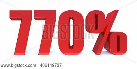 770 Percent Off 3d Sign On White Background, Special Offer 770% Discount Tag, Sale Up To 770 Percent