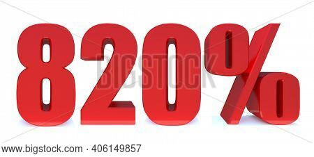 820 Percent Off 3d Sign On White Background, Special Offer 820% Discount Tag, Sale Up To 820 Percent