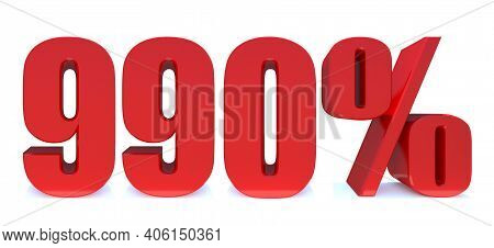 990 Percent Off 3d Sign On White Background, Special Offer 990% Discount Tag, Sale Up To 990 Percent