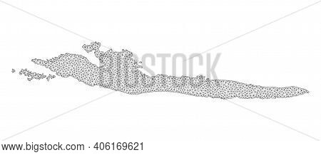 Polygonal Mesh Map Of Hvar Island In High Detail Resolution. Mesh Lines, Triangles And Points Form M
