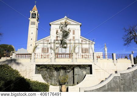 Arenzano (ge), Italy - December 30, 2017: The Shrine Of The Infant Jesus Of Prague Sanctuary, Arenza