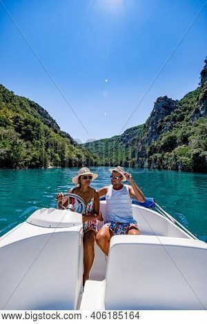 Cliffy Rocks Of Verdon Gorge At Lake Of Sainte Croix, Provence, France, Provence Alpes Cote D Azur, 