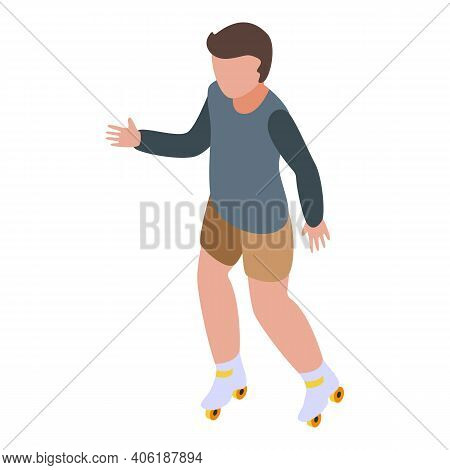 Boy Inline Skates Icon. Isometric Of Boy Inline Skates Vector Icon For Web Design Isolated On White 