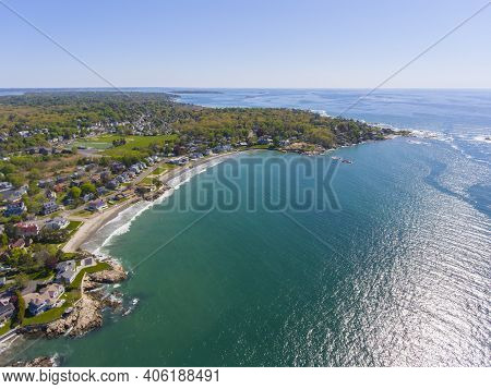 Swampscott Coast Aerial View Including Eisman's Beach In Town Of Swampscott, Massachusetts Ma, Usa.