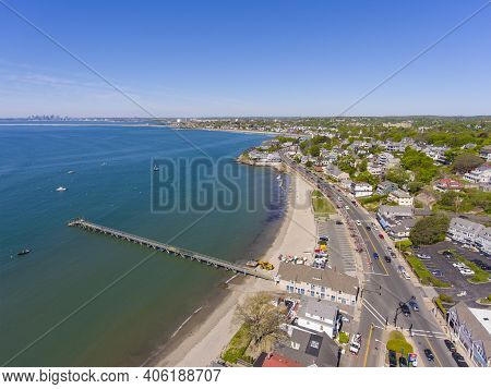 Swampscott Coast Aerial View Including Fishermans Beach In Town Of Swampscott, Massachusetts Ma, Usa